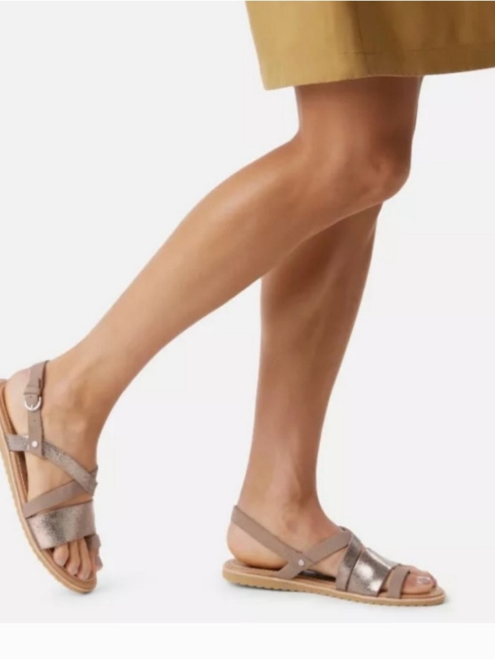 Sorel Ella Criss Cross Leather Rose Gold Sandals